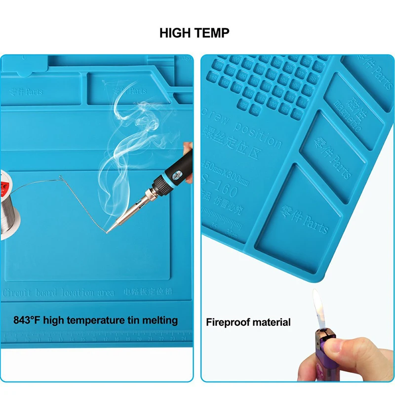 S180 Repair Pad Silicone Magnetic Insulation Pad Anti-static Welding Soldering Station Heat Resistance Working Mat