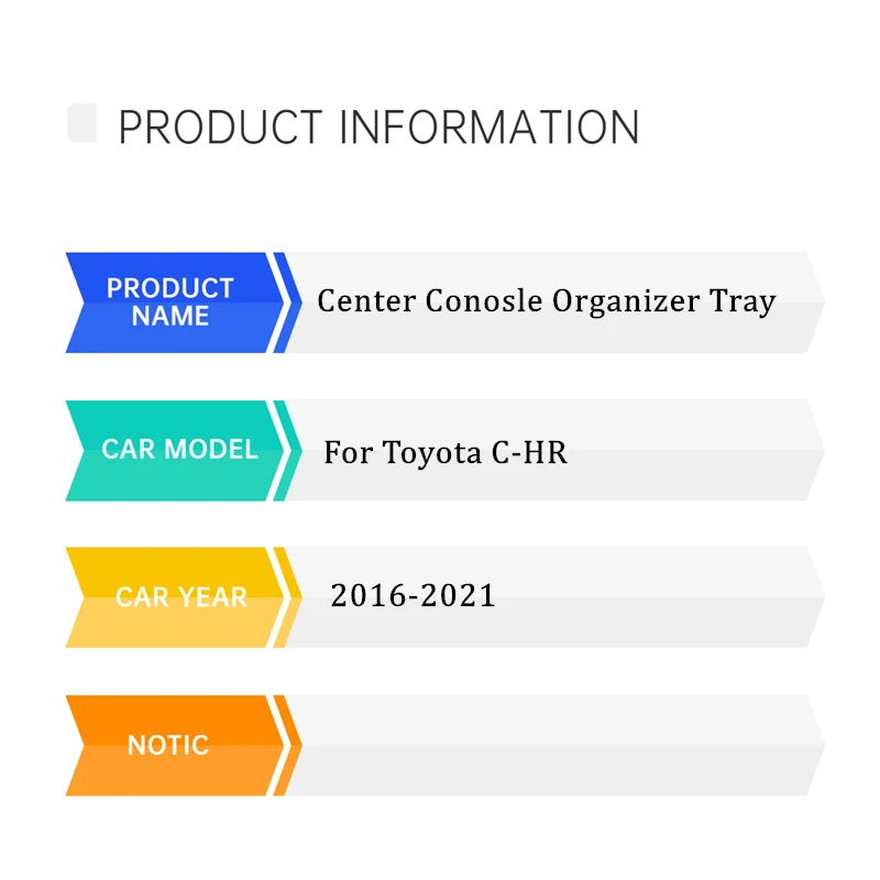 Center Console Organizer Tray For Toyota C-HR 2016 2017 2018 2019 2020 2021 Accessories, Armrest Secondary Storage Box