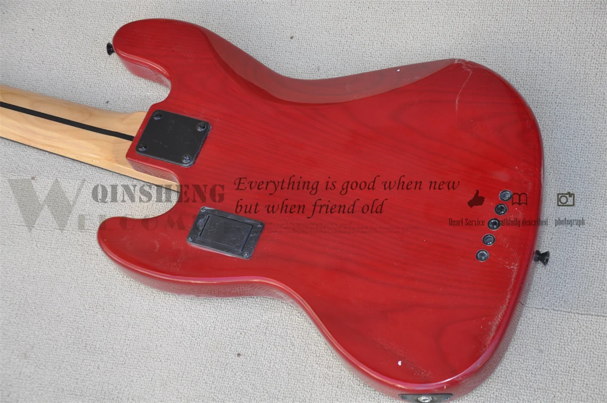 Pre-customized electric guitar bass,5 strings ja bass,ASH wood body red Tortoise shell pickguard active battery