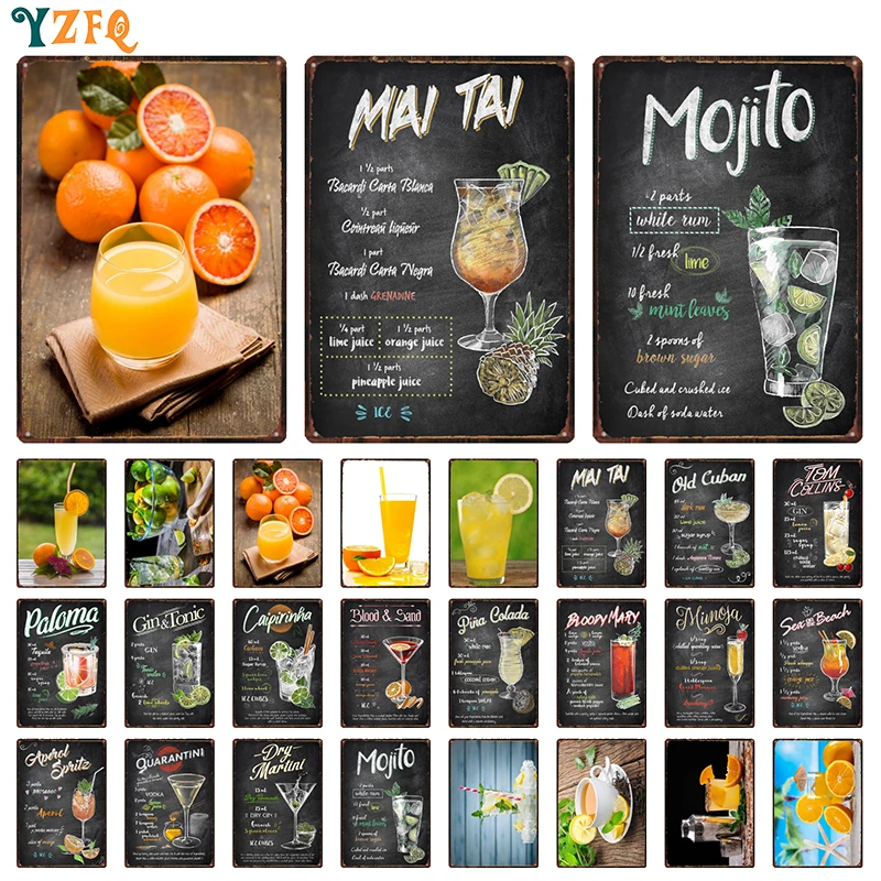 

Ретро Коктейльная доска, рисунок, жестяная фототабличка, картина, бар, магазин, домашнее настенное искусство, декор комнаты, 30x20 см
