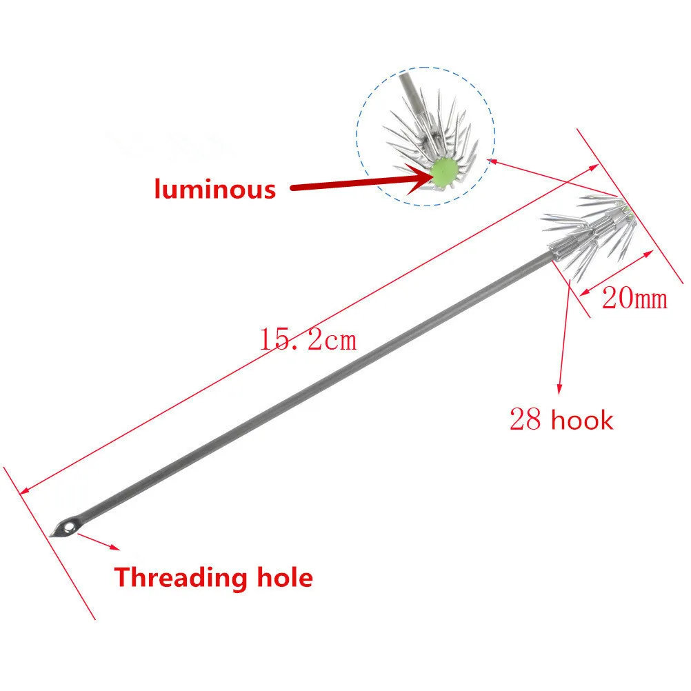 

10pcs Stainless Steel Squid Hooks Luminous Lure Umbrella Ring Sea Needle Octopus Cuttlefish Accessories Saltwater Fishing Tools