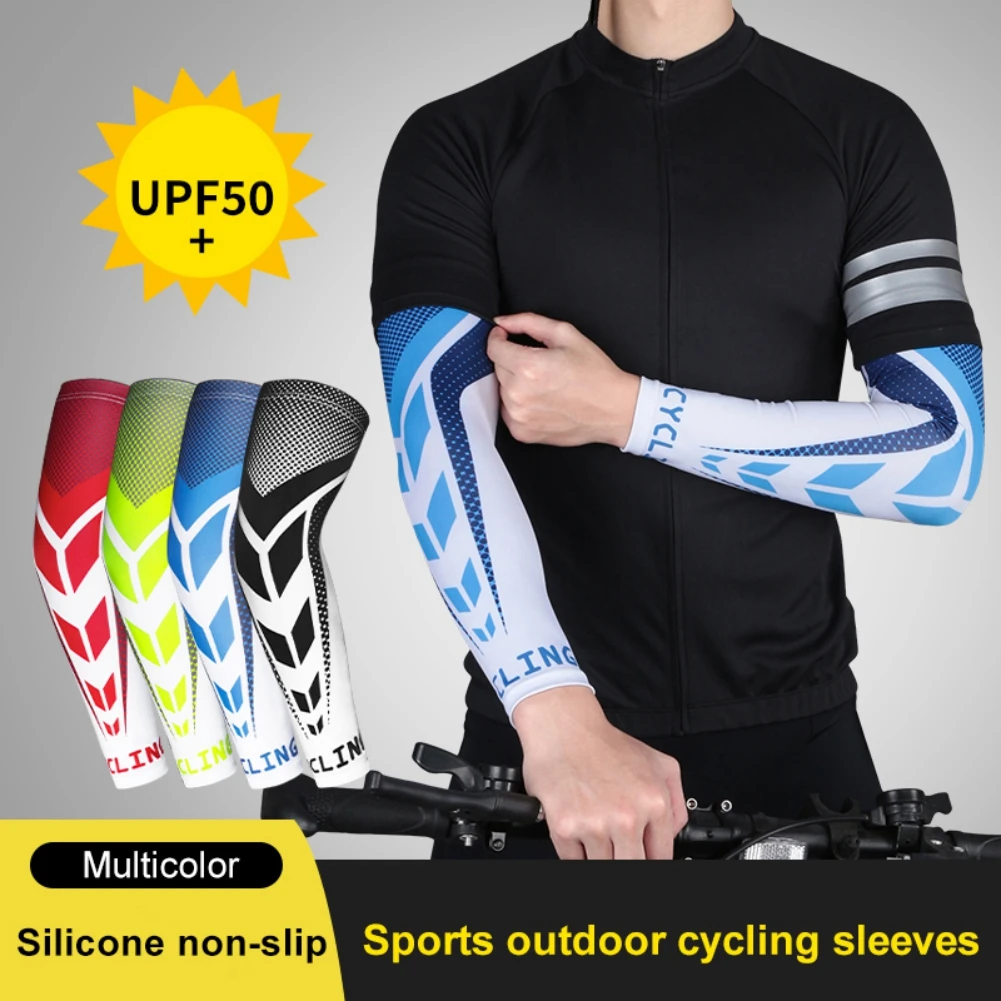 1 Pair Cycling Arm Sleeve Summer Running Arm Warmer Sports Basketball Arm Compression Sleeve UV Protection Sunscreen Arm Cover