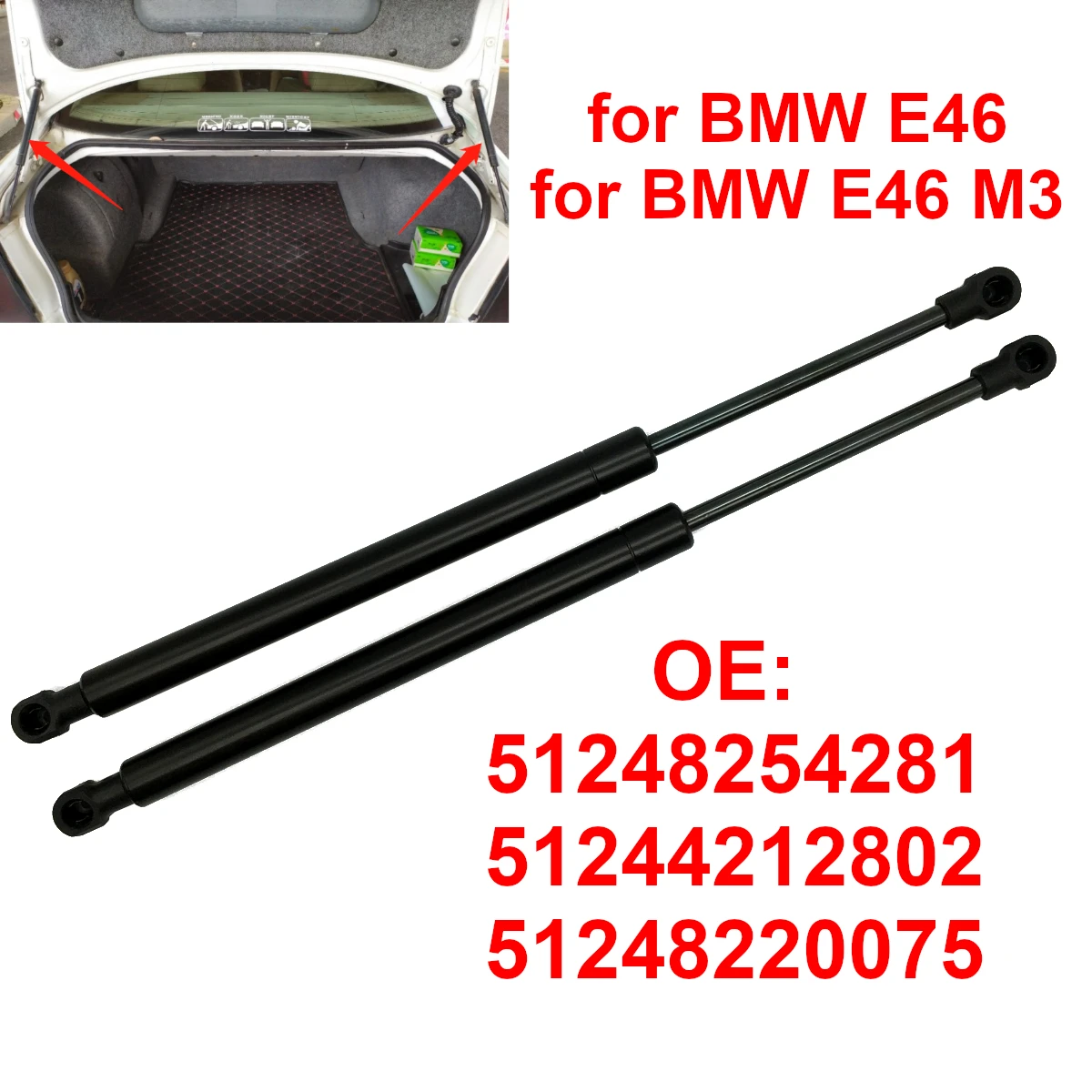 

Rear Trunk Gas Spring Lift Shock Struts Tailgate Boot Support Bar 51248254281 for BMW 3 Series E46 323 325 328 330 M3 2001-2006