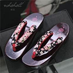 Summer Women Slipper Japanese Geisha Wooden Geta Anime Cosplay Sandals Female Flip Flops Clogs Shoes Plus Size 41 42