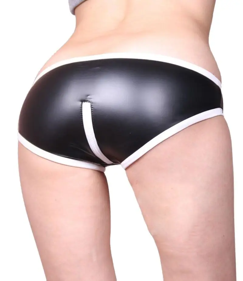 

Sexy Zipper Open U Crotch Shorts Latex Micro MINI Hot Shorts Low Rise Waist Booty Short Exotic Culb Pole Dancing Wear