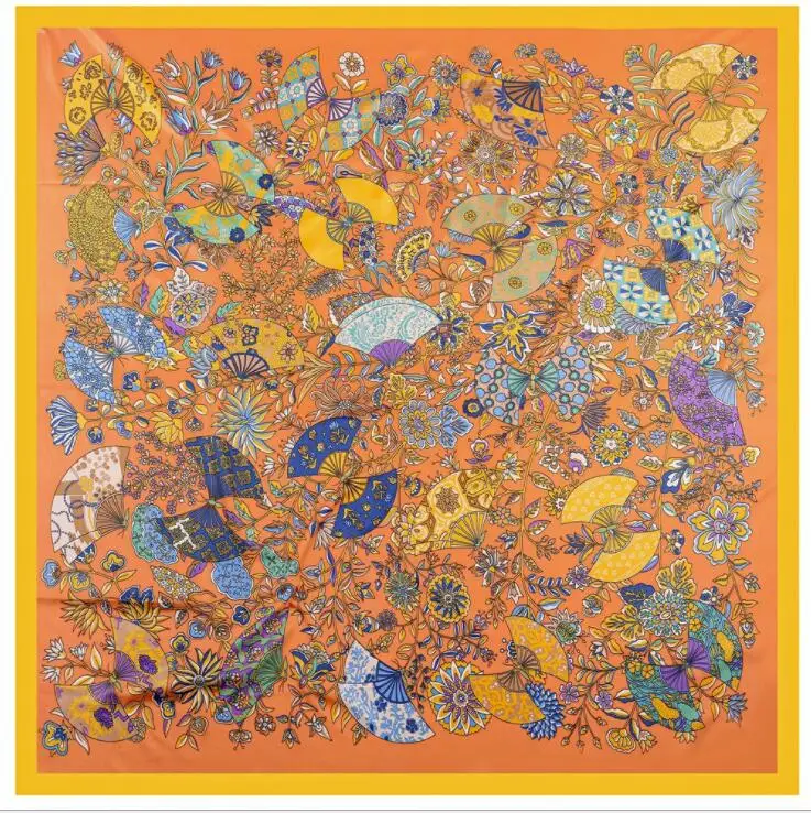2021 New Luxury Brand Silk Scarf Women Print Square Shawl Hijab Scarfs Female Fashion Shawls Scarves For Ladies 130*130cm