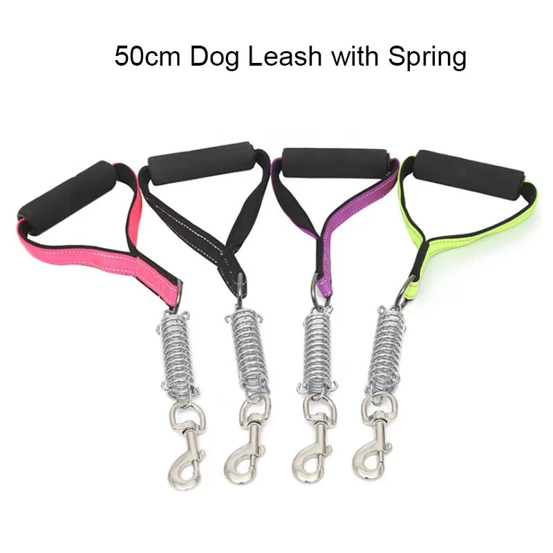 Reflective 50cm Long Nylon Dog Leash Super Strong Dog Collar Lead For Medium Large Dogs with Spring Anti Pull Leash Dropshipping