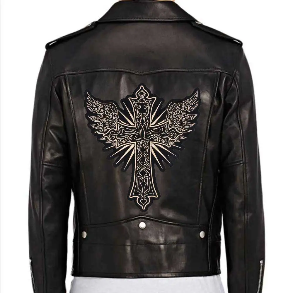 Wing Cross Embroidery Patch Badge Cloth Leather Jacket Decoration Back High-grade Iron-On