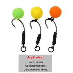 Anzuelos Jig Carp de acero al carbono con micro púas y vástago curvo