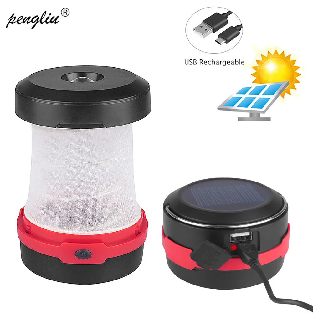 

3W Solar Led Light Outdoor USB Charging Telescopic Folding Camping Lamp Portable Handle Lantern Mini Tent Light Emergency Lamp