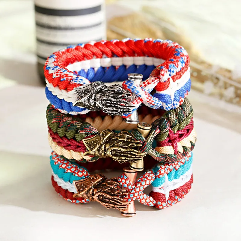 Outdoor Survival Bracelet Men Women Bileklik Handmade Charm Braided Paracord Camping Corful Rope Bangles