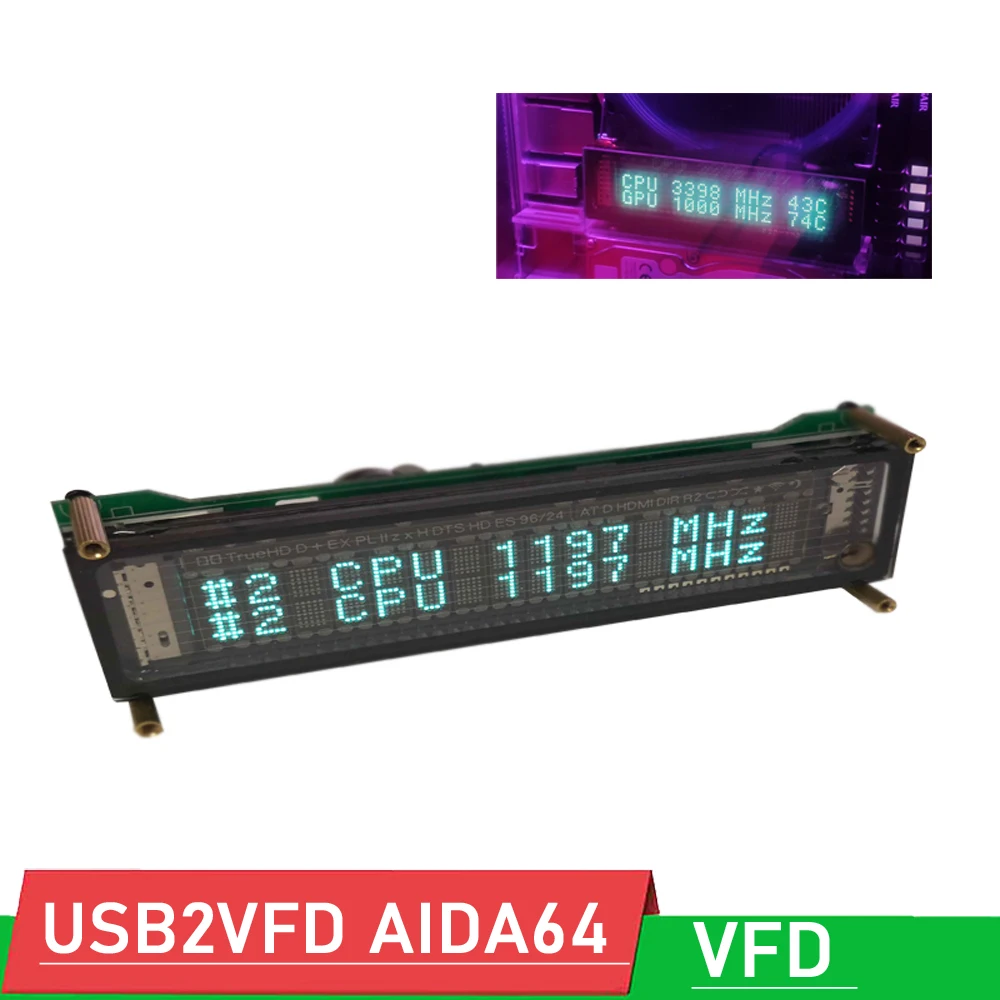 VFD Display AIDA64 Sub-screen VFD Clock USB2VFD AIDA64 Chassis Display Digital Screen Secondary Screen Desktop Computer PC