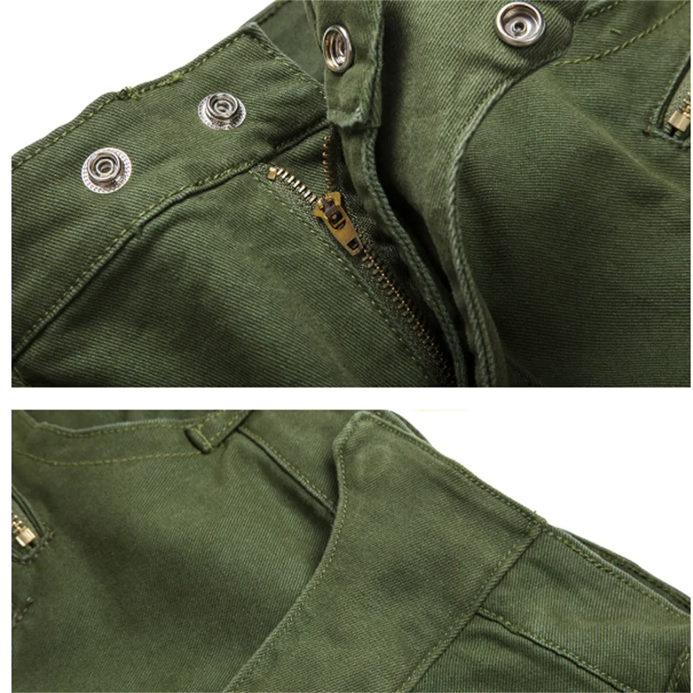 EH · MD® Men's Stretch Denim Trousers Fashion Trend Pleated Zipper Decoration Multi Pocket 2020 Black Khaki Slim Casual Jeans