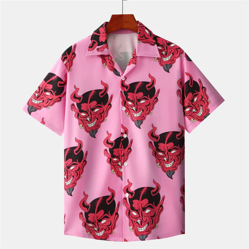 

New Devil 3D All-print Short Sleeve Shirt Summer Men's Floral Loose Hawaiian Street Tops Hip Hop Couple Fashion Shirt CS11