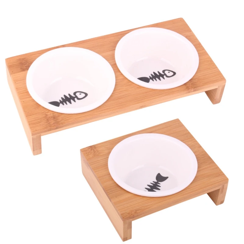 Dog Feeders Bowls Bamboo Tableware Ceramic Pet Water Bowl High Grade Anti Skid Pet Supplies Dog Bowl