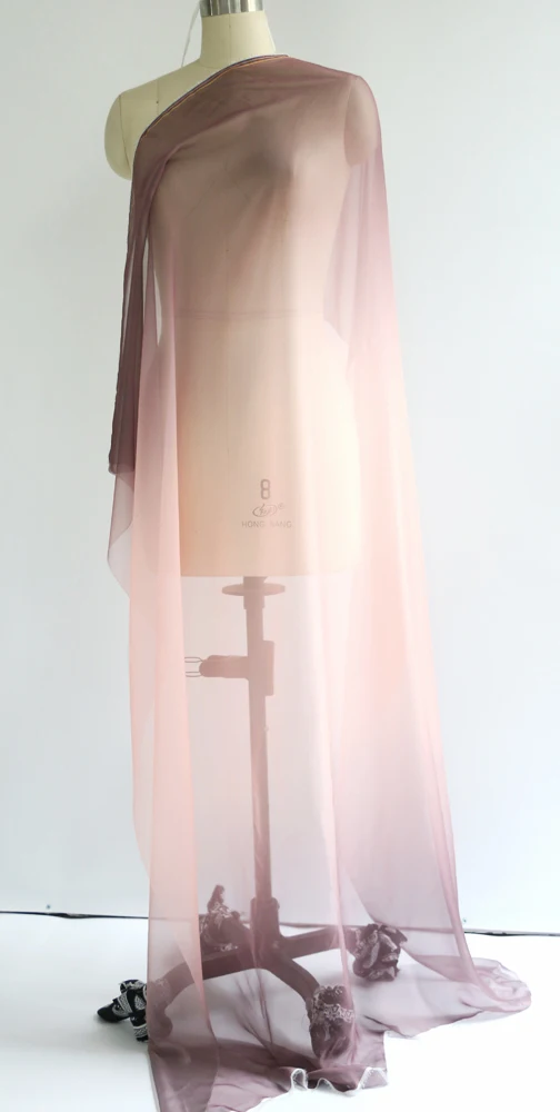 Ombre Chiffon 58'' breit nach Meter 30D Farbverlauf Chiffon transparenter Stoff Tanzschal Hochzeitsdekorationen transparent – Detail 14
