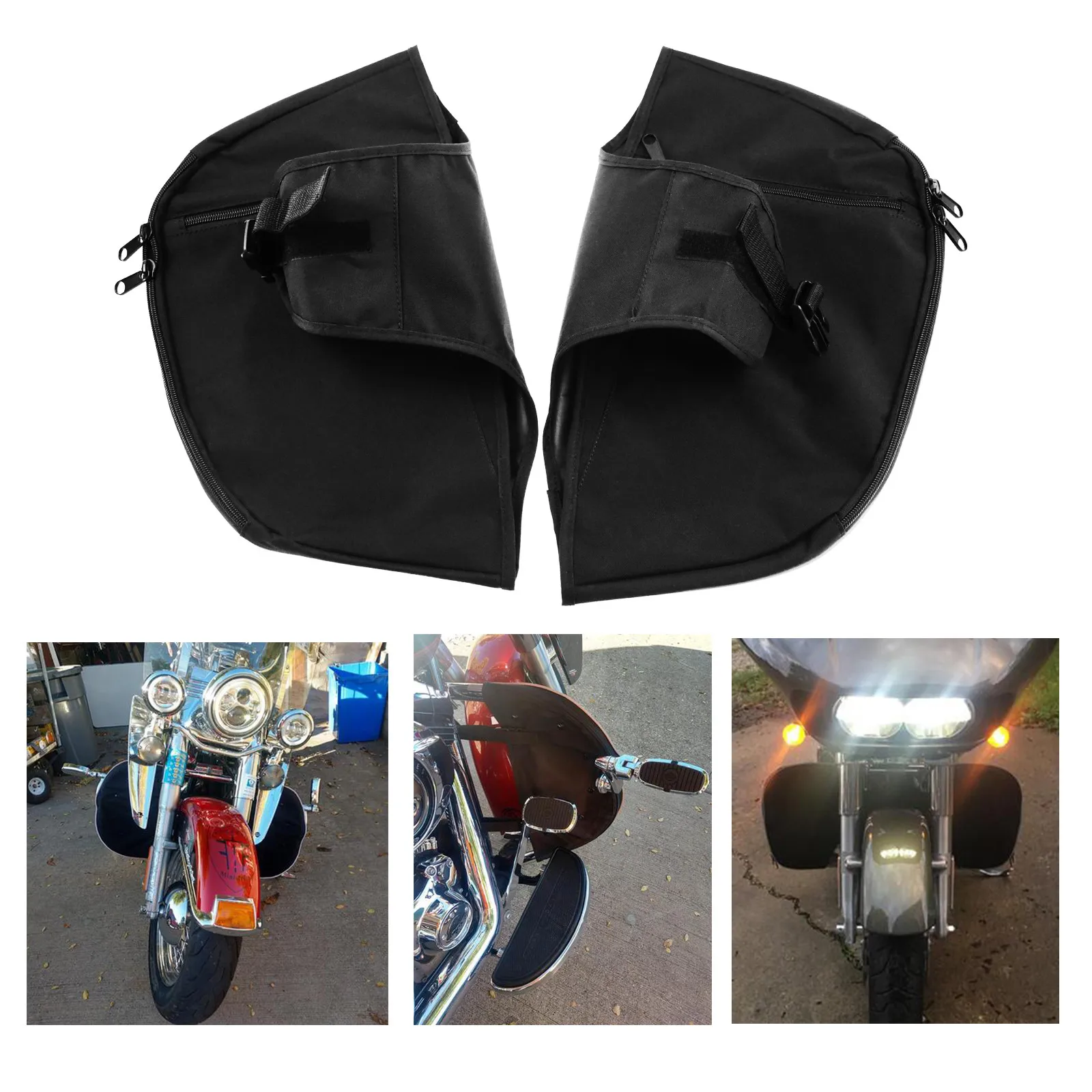 Motorcycle Soft Lowers Chaps Leg Warmer Bag & 2pcs Hand Guards Protector Set For Harley Touring Road King Road Glide 1996-2017