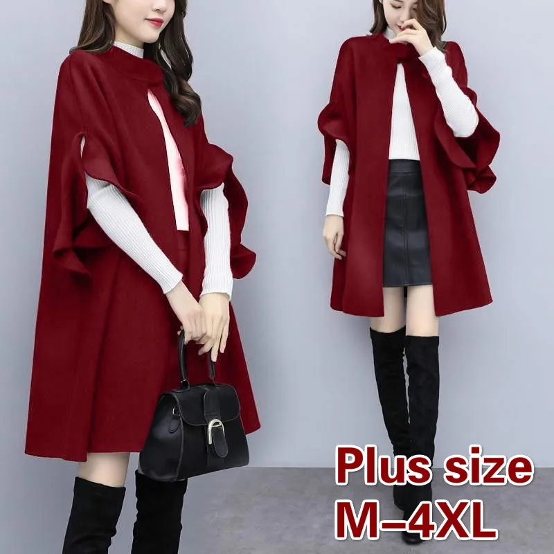 Women Plus Size 4XL Wool Blends Trendy Vintage Pregnant Korean Party Spring Fall Lady Outwear Fashion Simple Casual Femme Coats