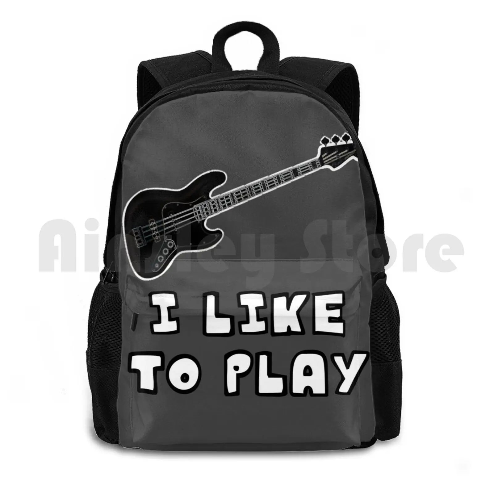 I Like To Play Bass Guitar Outdoor Hiking Backpack Riding Climbing Sports Bag Bass Guitar Electric Drums Microphone Sing Singer