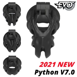 CHASTE PÁSSARO Masculino Chastity Device, Penis Cage, Double-ArCuff, Anel Penis, Cobra Cock, Cinto de Castidade para Homens, Brinquedos Sexuais Adultos, PythonV7.0