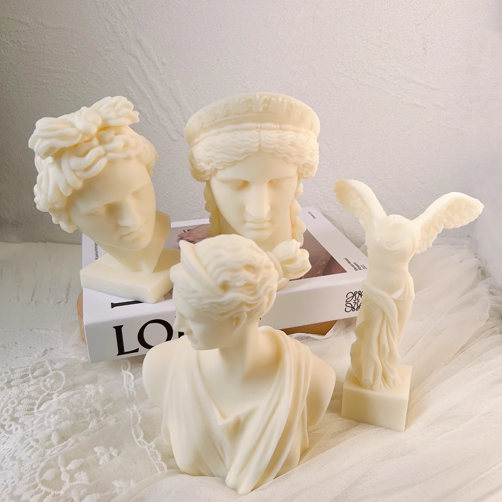 Artemis Diana Sculpture Roman God Apollo Wax Mould Winged Angel Victory Candle Mold Greek Goddess Bust Statue Silicone Molds