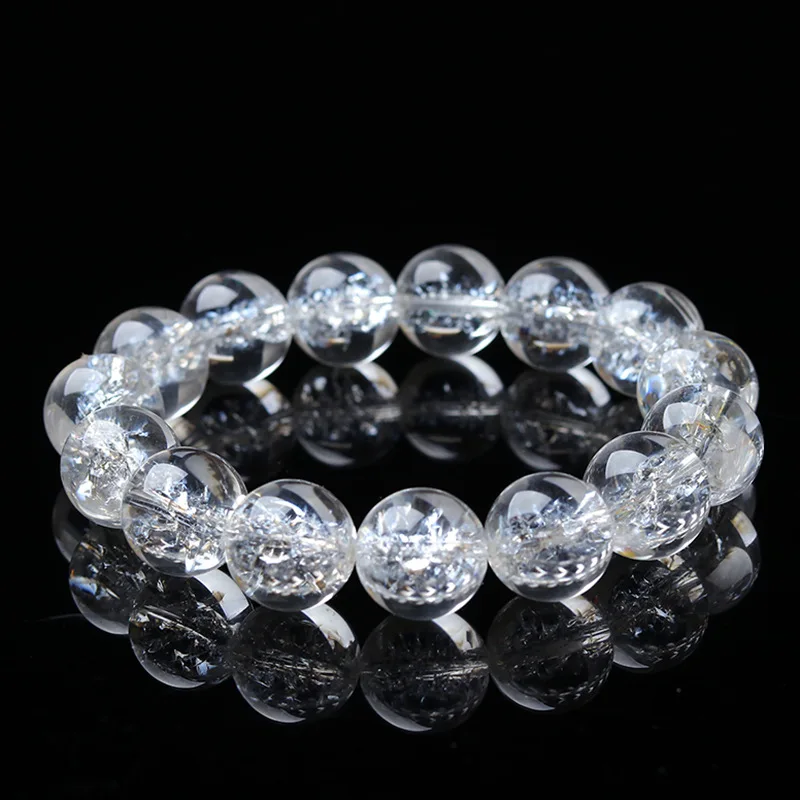 Natural Snowflake White Crystal Bracelet 8/10/12/14mm Beads Himalaya Clear Quartzs Stone Bracelets Fashion Jewelry