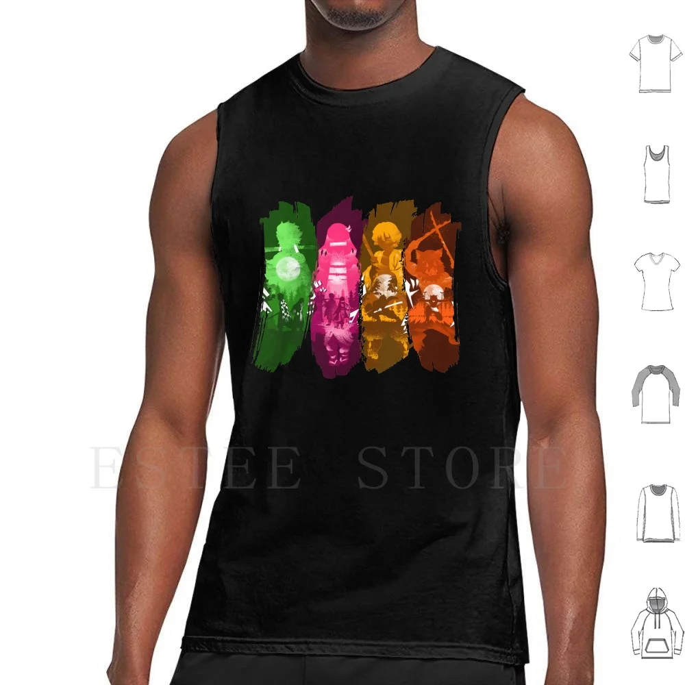 Demon-Combo Dash Tank Tops Vest Cotton Demon Kimetsu No Yaiba Kimetsu Demon Kimetsu No Yaiba Nezuko Nezuko Kamado Inosuke