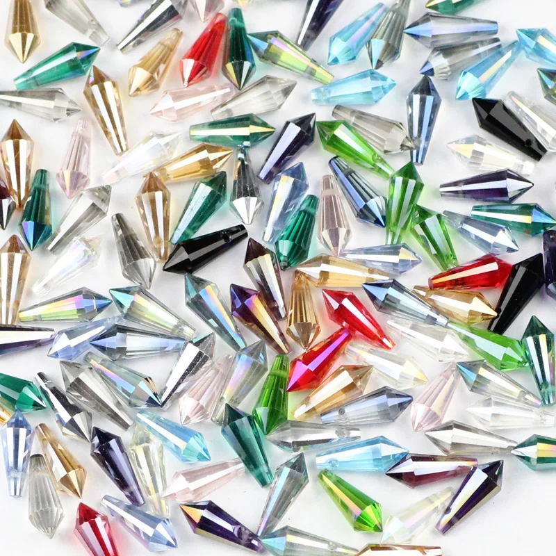 Długi stożek Waterdrop wisiorek austriackie kryształowe koraliki 6*15mm 50 sztuk szklane luźne koraliki do tworzenia biżuterii bransoletka DIY akcesoria