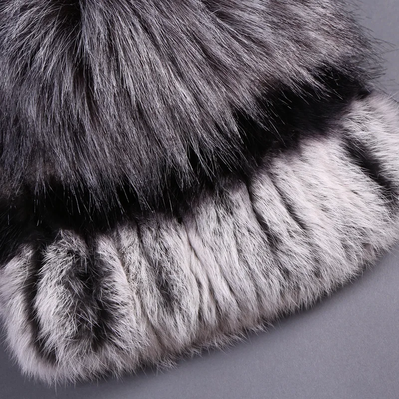 Autumn and Winter Rabbit Fur Hat Fur Hat Female Korean Fashion Trendy Imitation Fox Fur Warm Knitted Woolen Hat Female Hat