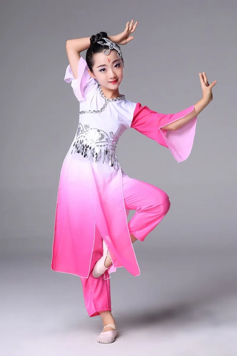 Dança Folclórica Chinesa Trajes de Dança Clássica Infantil Novas Vestido de Dança Moderna para Meninas Princesa Chinesa Traje