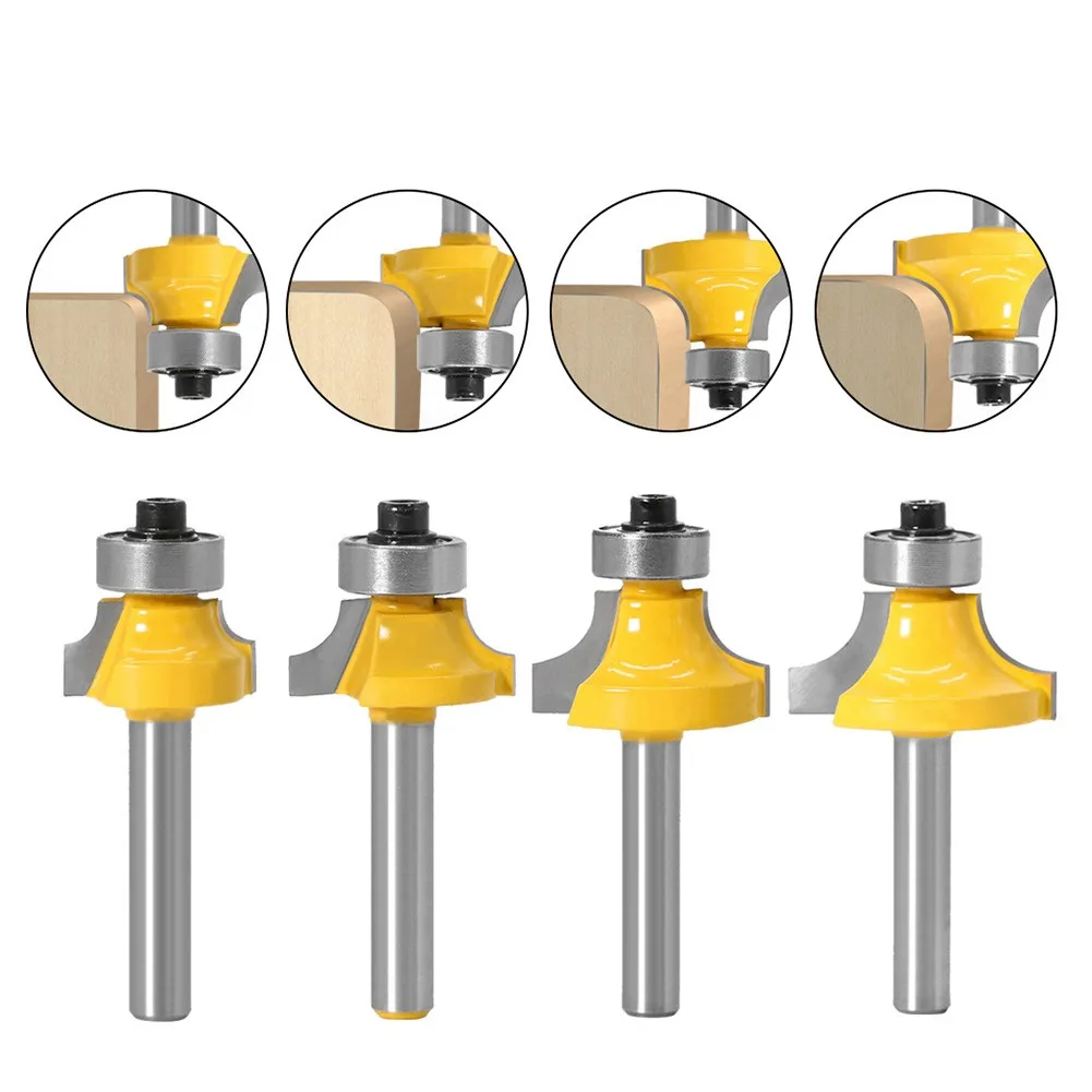 6mm Shank Corner Round Over Router Bit With Bearing Milling Cutter For Woodwork Carbide R3.17mm, R4.76mm, R6.35mm, R7.96