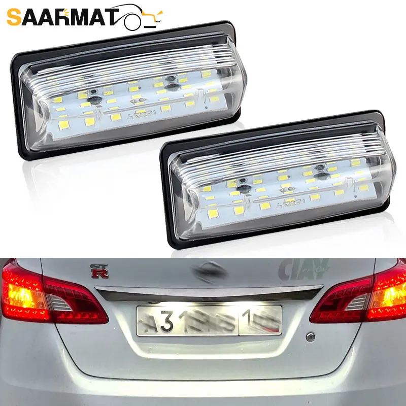 2 pçs conduziu a luz 18smd do carro da lâmpada da placa do número de licença para nissan teana j31 j32 maxima cefio altima rogue sentra sc11 b17 g11