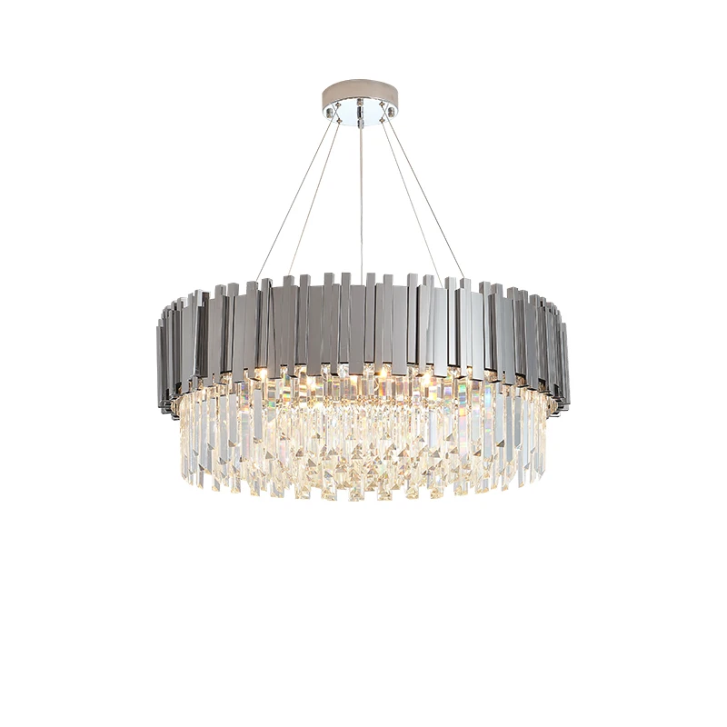 Art Deco Round Gold Silver Crystal 1-2 Tier Designer LED Chandelier Lighting Lustre Suspension Luminaire Lampen For Dinning Room