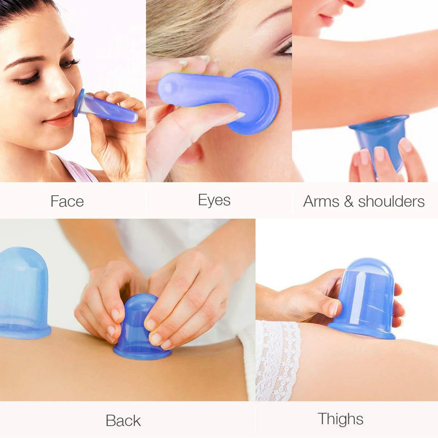 Silicone Massage Vacuum Cupping Set Suction Cups Vacuum Cans Massage Body Massage Cellulite Facial Massage Jars Vacuum Can