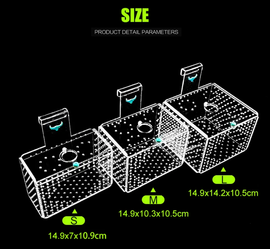 Aquarium Incubator Transparent Acylic Fish Tank Isolation Box Small Fry Breeding Box Aquatic Pet Supplies (hole Dia. 1mm/3mm)