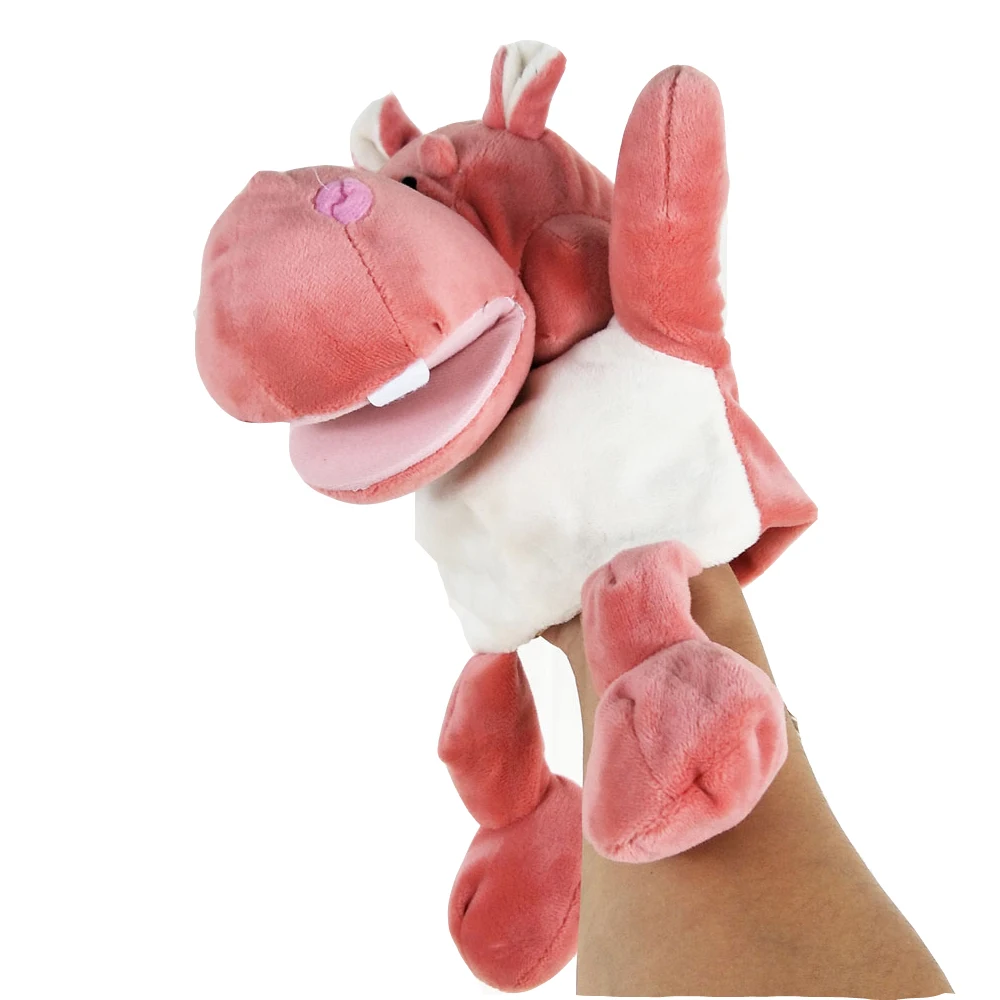 Children Pink Hippo Plush Toy Stuffed Hand Puppet