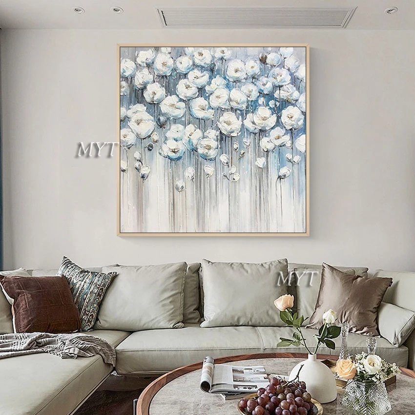 Modern Abstract Flower Oil Painting Thick Texture Living Room Pictures For Walls Canvas Art Acrylic Home Decoration Pieces