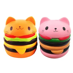 Novo brinquedo squishies cabeça do gato hambúrguer squishy simulado pão macio seguro lento subindo squeeze brinquedo crianças dos desenhos animados stress aliviar brinquedos