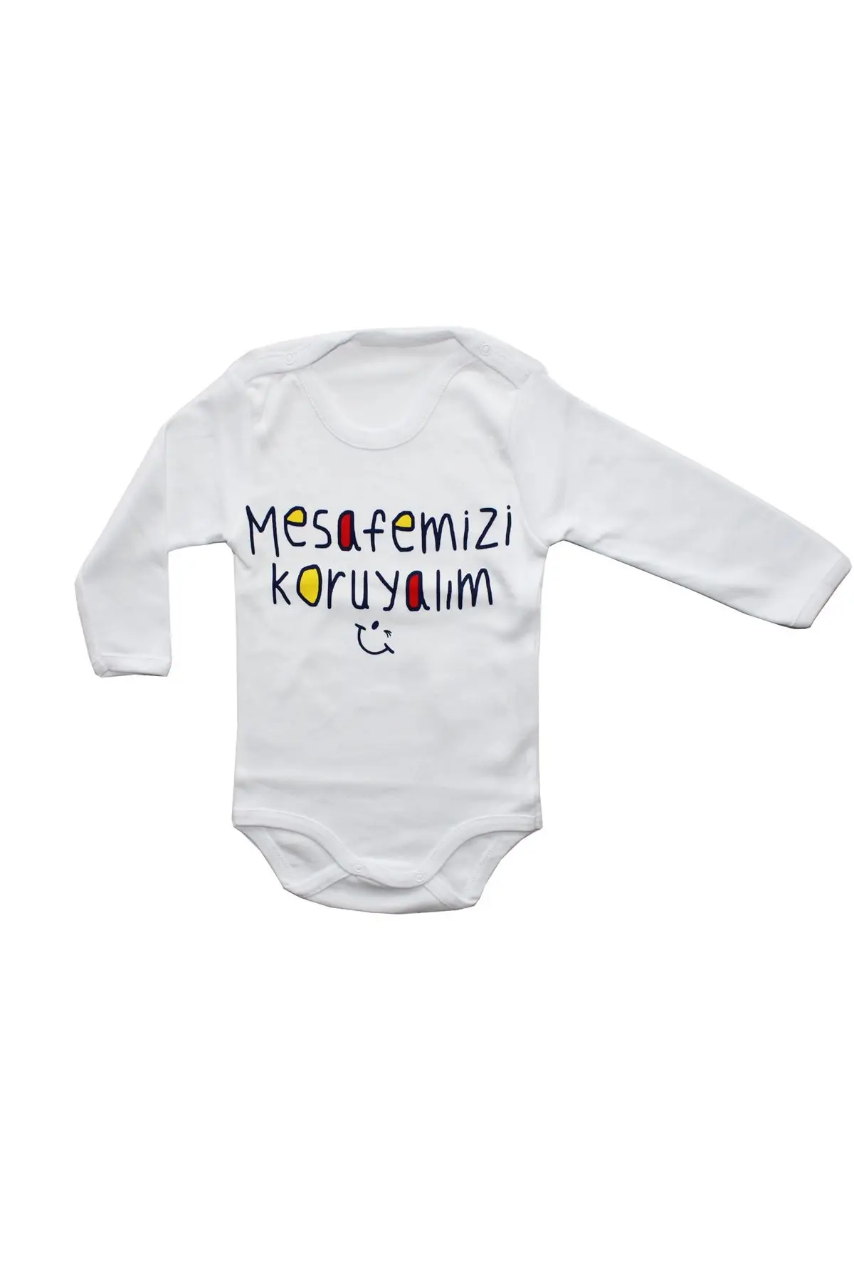 Mesafemizi Protect Written White Baby Long Sleeve The zibin