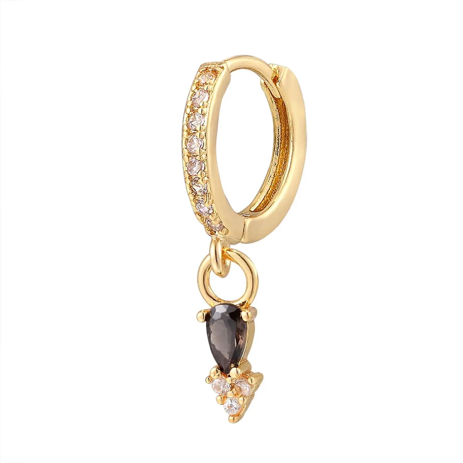 HECHENG,1pc, Huggie Hoop Earrings for women,Rainbow Black Crystal Zircon ,snake bee Hanging Prevent Allergy Earrings