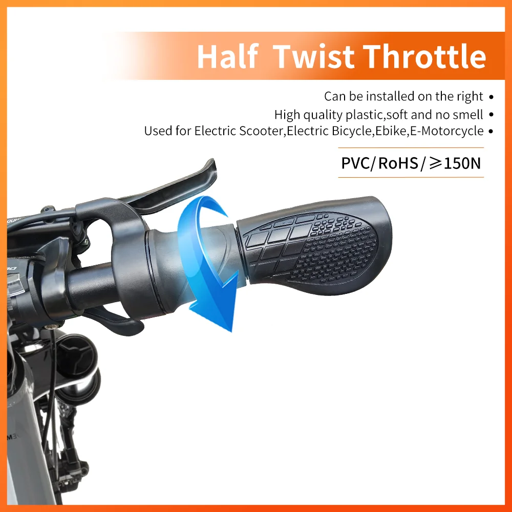 WUXING 20X Half Twist Throttle  Electric Bicycle Right Handle Throttle  Waterproof/SM Connector for E Bikes or Electric Scooter