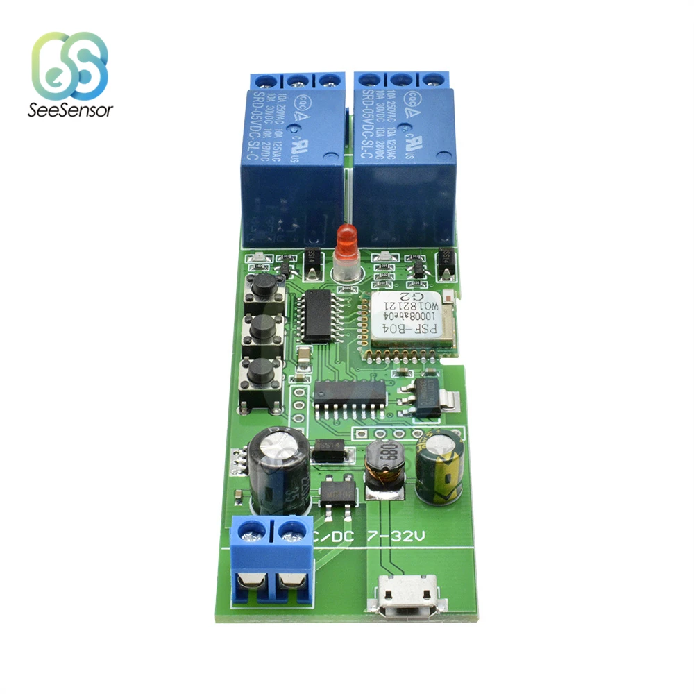 Módulo de Relé Interruptor WiFi Universal para Casa Inteligente, Interruptor Sem Fio, Temporizador, Controle Remoto Do Telefone, 2CH, USB, DC 5V, 7-32V