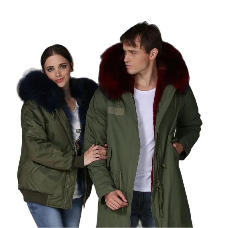 

Couple Winter Long Parka Big Sale Mr Mrs Fur Wear, Real Huge Raccoon Fur Hoodies Casual Wear Parka