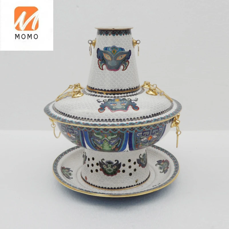 Cloisonne Thickened Charcoal Hot Pot Auspicious Beast Handmade New Style for Elders Non-Two-Flavor Hot Pot