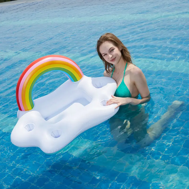 Posavasos inflable de 4 agujeros para adultos, bote de coco, unicornio, portavasos flotante para piscina, Cola, juguetes de playa para agua, novedad