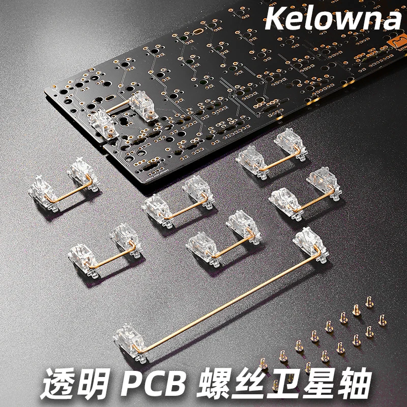 Kelowna Transparent Gold Plated Screw PCB Satelliter For Customized Mechanical Keyboard GH60 XD64 6.25x 2x XD96 XD87
