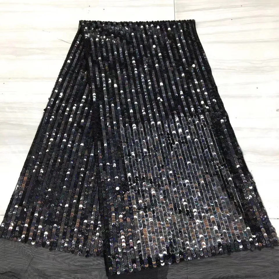

African sequin lace fabric 2020 high quality lace fabric French Nigeria sequin lace fabric ladies dress XX3875