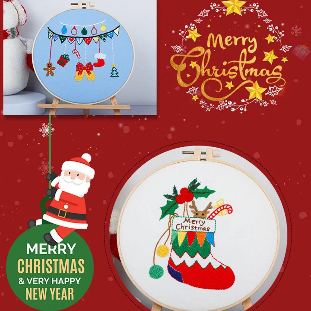 NEW Crafts Art Needle Thread Needle Punch Sewing Accessories Embroidery Hoop Cross Stitch Kit Xmas Embroidery Christmas Ornament