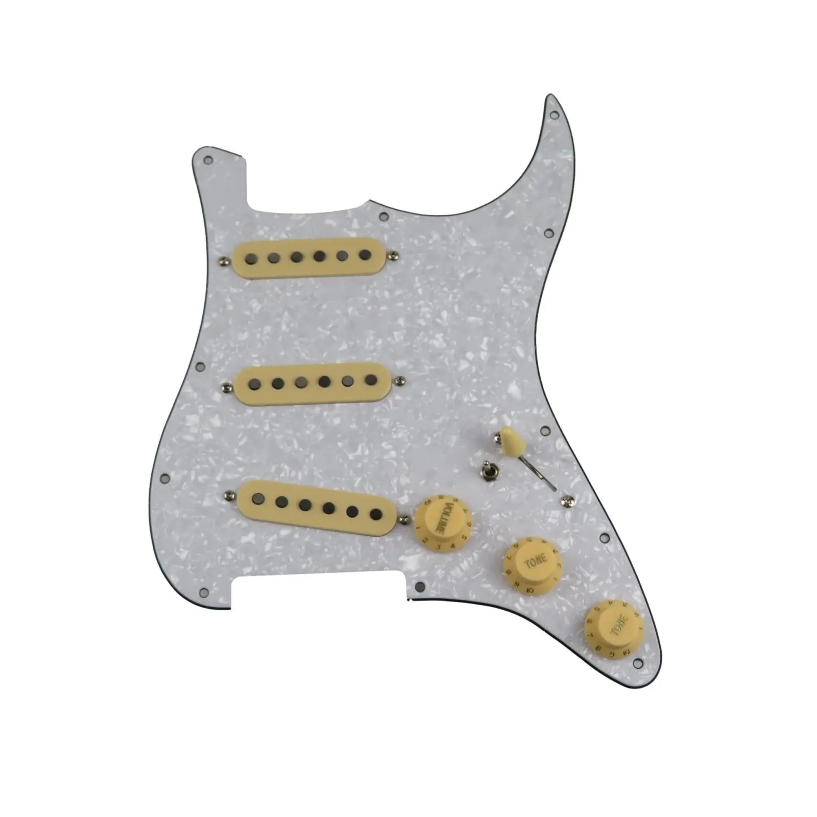 

Loaded Pickguard Pickups Guitar Alnico 5 Pickups SSS Single Coils Pickups /Yellow Pickup Covers Set