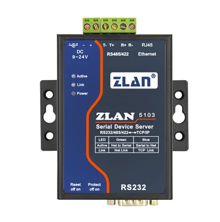 

ZLAN5103 может реализовать прозрачную передачу данных между RS232/485/422 и TCP/IP